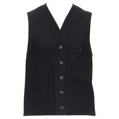 CHRISTOPHE LEMAIRE chaleco negro de algodón 100% lana virgen Sz3