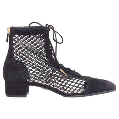 CHRISTIAN DIOR Naughtily-D black suede caged lace up ankle boots EU37.5