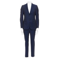 Z ZEGNA Drop 8 navy blue wool mohair low shine slim blazer pants suit EU46 S