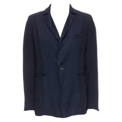 STEPHEN SCHNEIDER blazer bleu marine à poches en tissu boxy souple Sz2 S