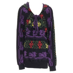 rare BERNHARD WILLHELM Vintage multicolore pixel print drawstring neck sweater L