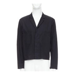 RAF SIMONS RAF schwarz Baumwollmischung verdeckter Kragen Stand Rüschenblazer IT50 L