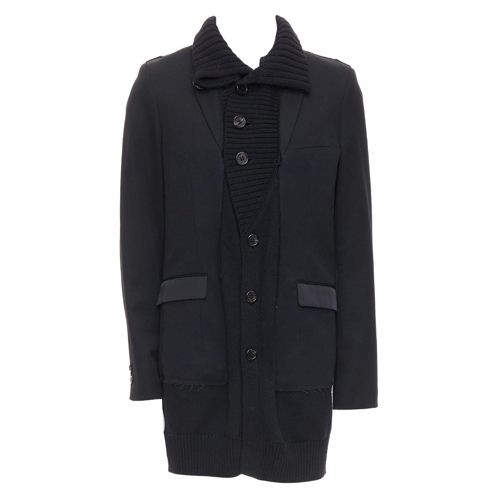 UNDERCOVER 2008 cappotto lungo a strati in lana e alpaca nera JP3 L in vendita