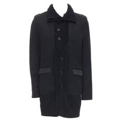 UNDERCOVER 2008 cappotto lungo a strati in lana e alpaca nera JP3 L
