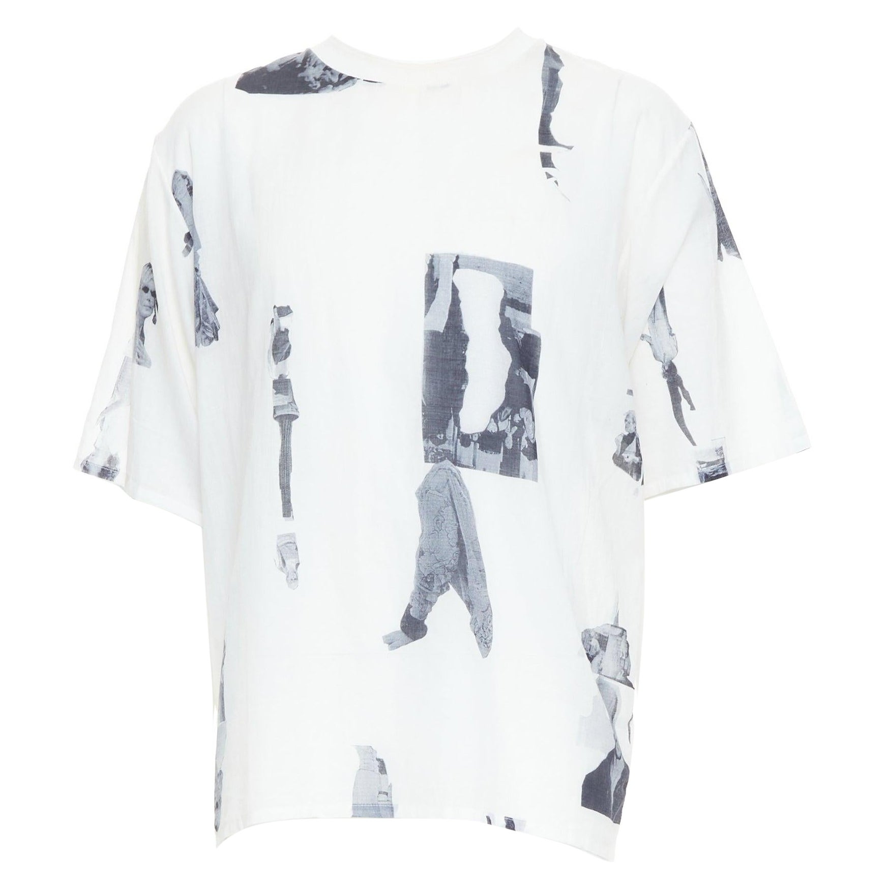 BLESS BERLIN  N31 weiß grau abstrakter Portraitdruck kastenförmiges Top S