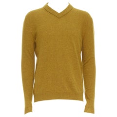 JIL SANDER Wolle Kaschmir Senfbraun  V-Ausschnitt-Pullover IT46 S