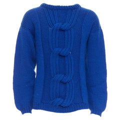 SIV STOLDAL 2008 Cover Up jersey de punto por cable 100% lana azul cobalto S