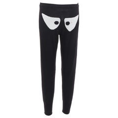JEREMY SCOTT 100% wool black eye intarsia knit jogger pants S