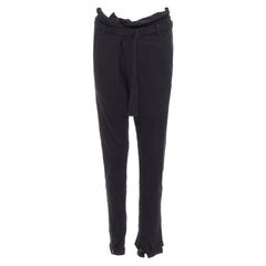 ANN DEMEULEMEESTER pantalon fuselé à ceinture en tricot de coton et laine noir S