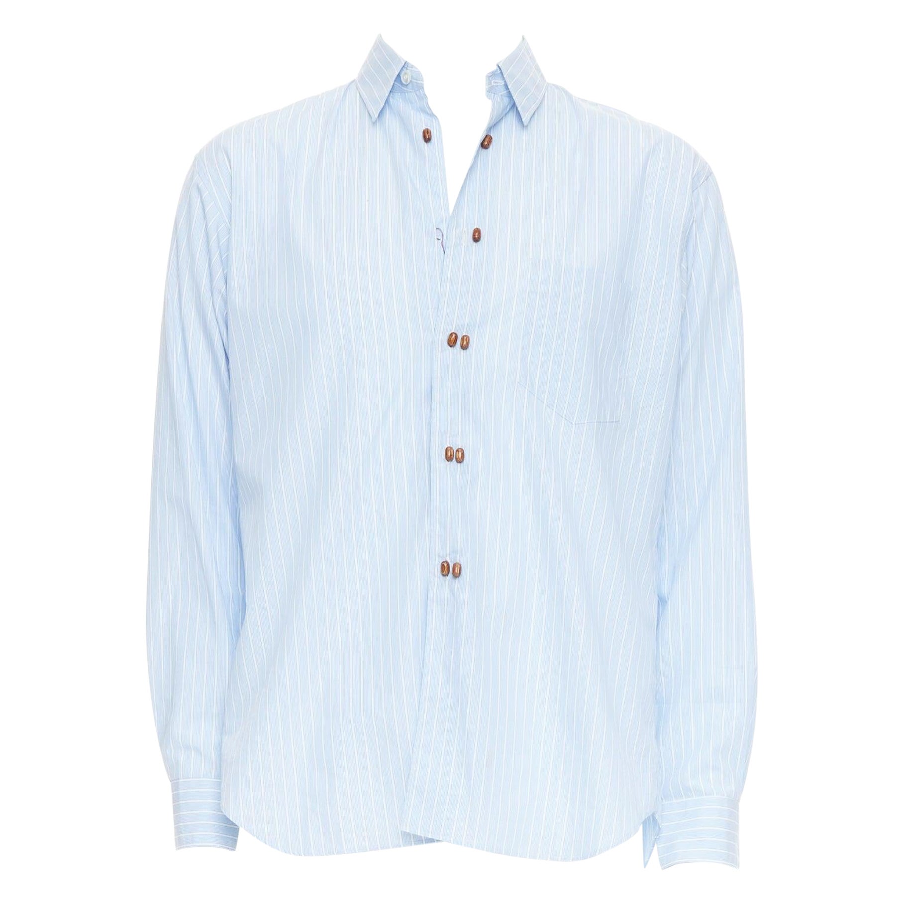 COMME DES GARCONS CAMICIA camicia a righe bianche e blu con bottoni a forma di fagiolo S.S. White