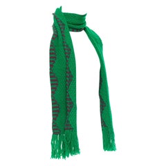 DRIES VAN NOTEN écharpe longue en tricot vert marron