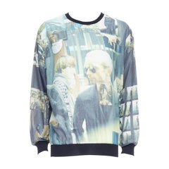 BLESS BERLIN N31 grün schwarz 100% Baumwolle Portrait Fotodruck Pullover L
