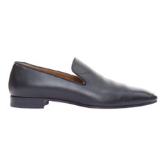 CHRISTIAN LOUBOUTIN Dandelion black smooth leather slip on  loafers EU40.5