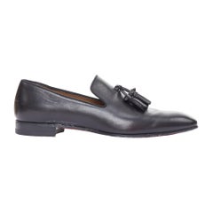 CHRISTIAN LOUBOUTIN Dandelion black tassel smooth leather loafers  EU41.5