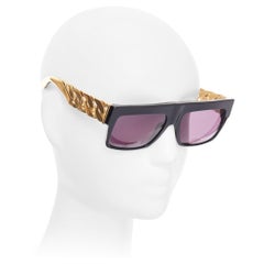 Seltene schwarze CELINE Phoebe Philo Laufsteg CL41019S klobige Kette Metallbar-Sonnenbrille