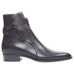 SAINT LAURENT Wyatt 30 black smooth leather jodhpur boots EU42