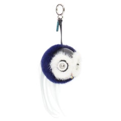 Fendi Monster Birgami Bird crema blu pelliccia gufo borsa charme