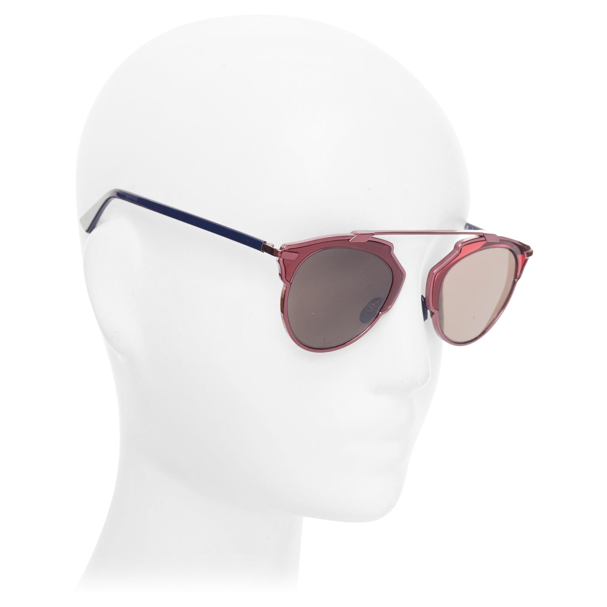 Gafas de sol de aviador DIOR SoReal NSZL3 puente metálico azul burdeos