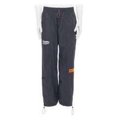 HERON PRESTON negro naranja nylon patchwork logo cordón joggers M