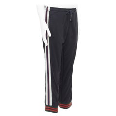 GUCCI negro beige rojo logo cinta lateral jogger track pants S