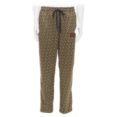 BURBERRY marrón Raine TB logo monograma parche rojo jogger pantalones XL