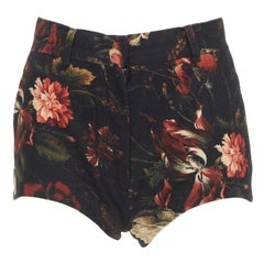 GIVENCHY Tisci 100% wool black red peony floral high rise shorts