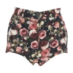 GIVENCHY Short taille haute imprimé floral rose noir Tisci 2013