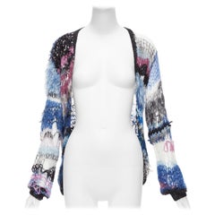 RODARTE Signature cardigan ouvert en lurex bleu rose argenté