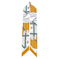 HERMES 100% Seide Seidenquadrige Bayadere Twilly Ocre Gris Vert Schal