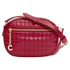 Celine Hedi Slimane 2019 C Charm rosso trapuntato piccola borsa fotografica crossbody