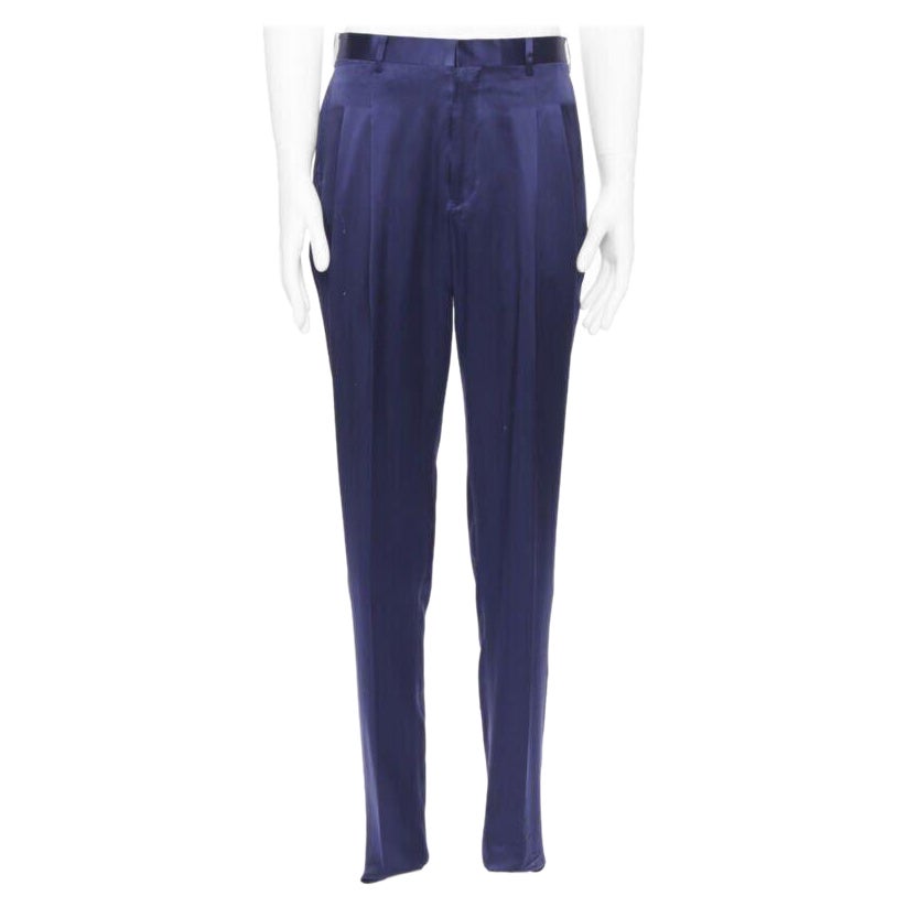 JOHN LAWRENCE SULLIVAN - Pantalon à double plis en viscose bleu royal riche 30" en vente