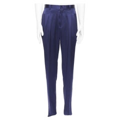JOHN LAWRENCE SULLIVAN rich royal blue viscose dual pleat trousers pants 30"