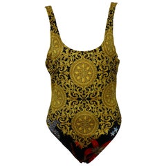GIANNI VERSACE Vintage Barocco Seashell Print One-Piece Swimsuit