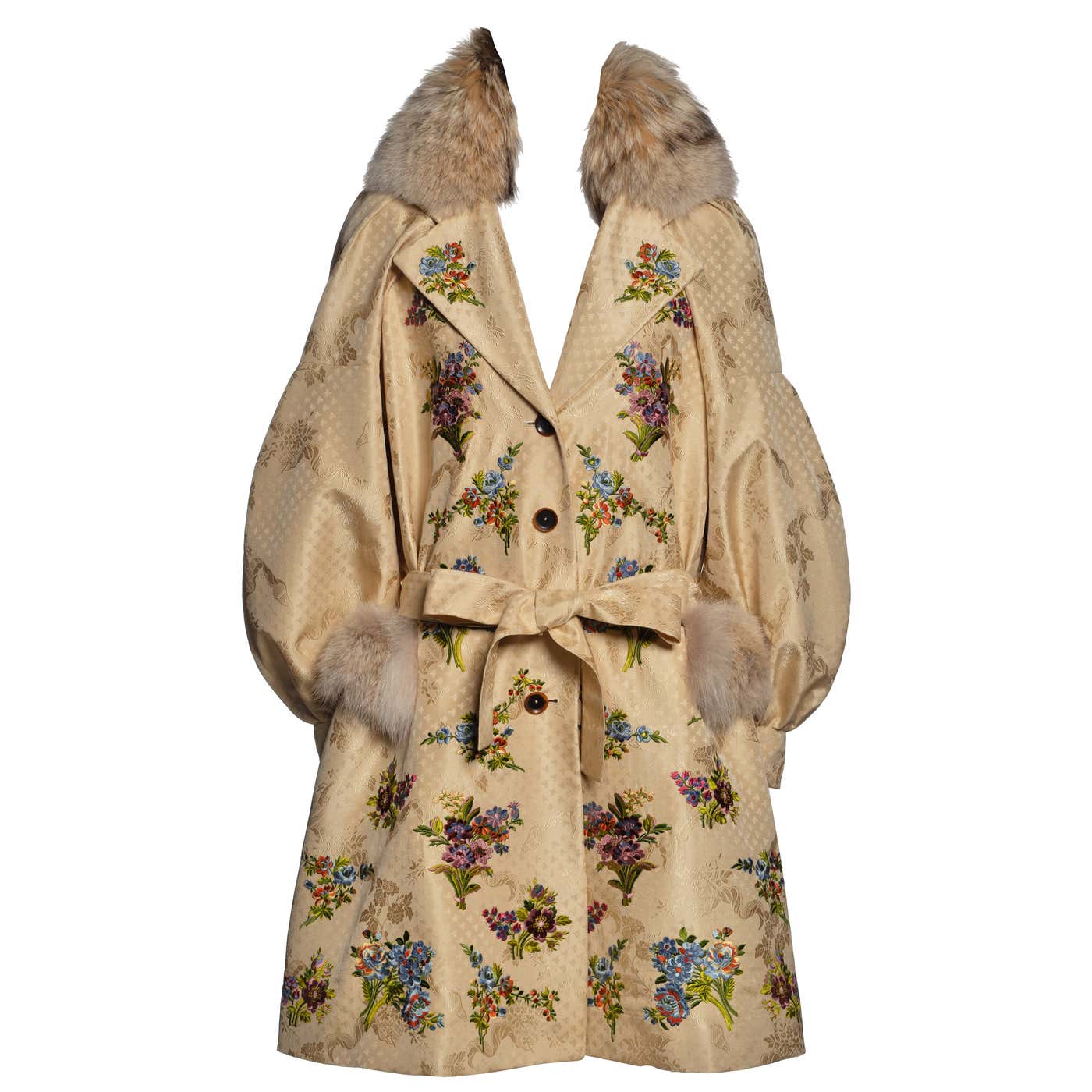 Christian Dior by John Galliano Embroidered Silk Coat with Fur Trim, FW ...