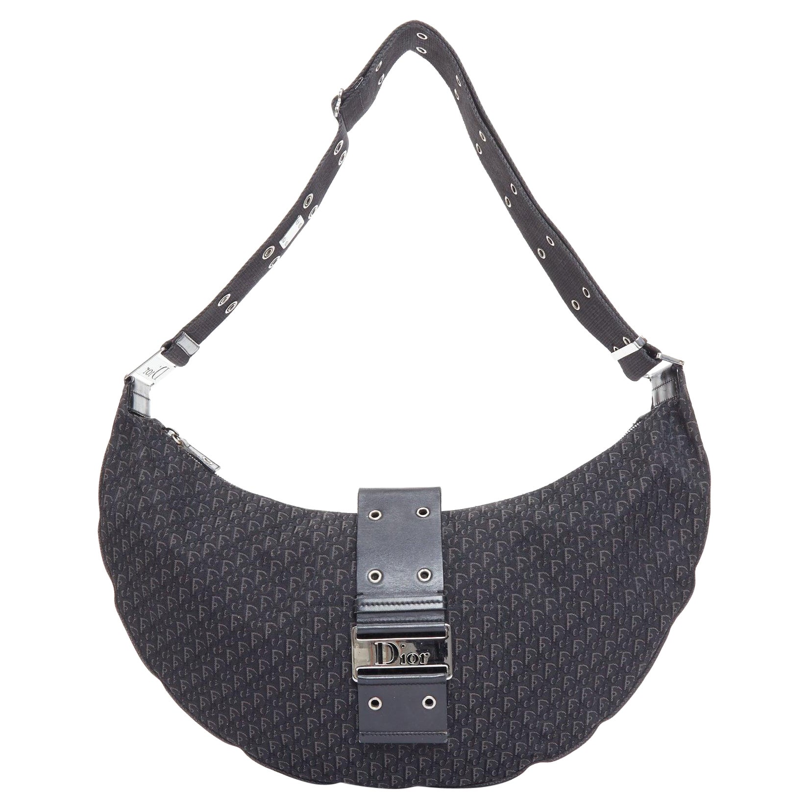 CHRISTIAN DIOR John Galliano Street Chic Hobo black Diorissimo crossbody bag For Sale