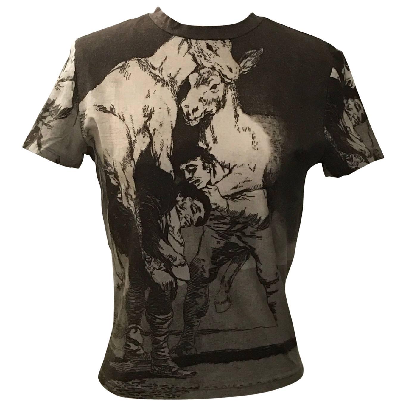 Alexander McQueen Goya Los Caprichos Etching Print Shirt T-Shirt Brown, 1990s