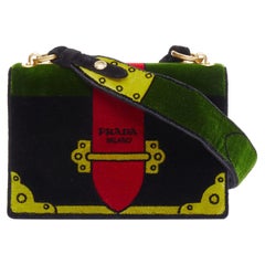 PRADA Cahier velvet tromp loeil print crossbody box bag