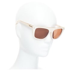 GIVENCHY SGV883 Cremefarbene Acetat-Sonnenbrille mit goldenem Logo