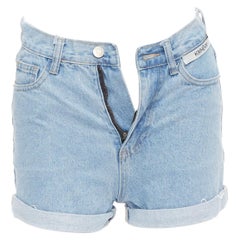 KIMHEKIM My Uniform pantalón corto vaquero con puños enrollados de algodón azul S