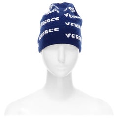 Gorro VERSACE 100% lana negro blanco logo monograma