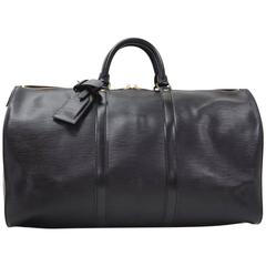 Vintage Louis Vuitton Keepall 50 Black Epi Leather Travel Bag