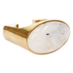 SAINT LAURENT Pierre oversized geometric marble stone gold bangle