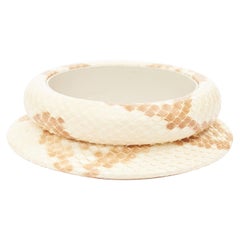 rare CELINE Phoebe Philo nude scaled leather double sculpted bangle L