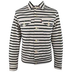 Men's JUNYA WATANABE X LEVIS S Cream & Black Stripe Cotton Trucker Jacket