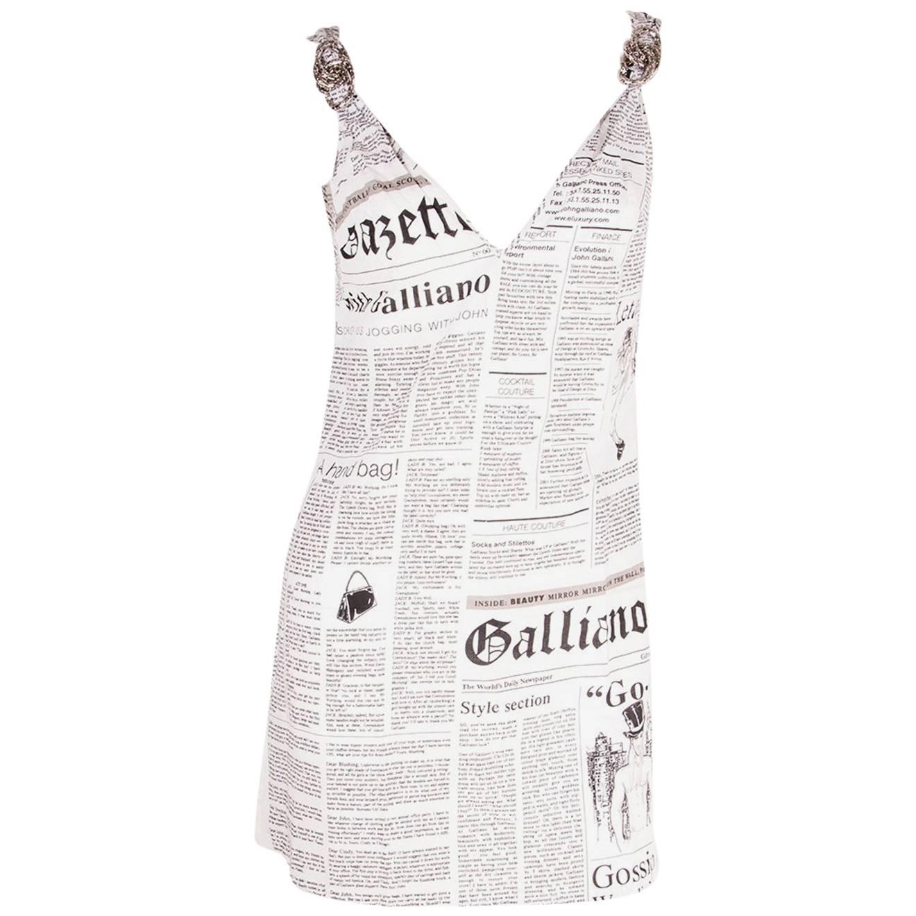 John Galliano Iconic Newspaper Print Dress