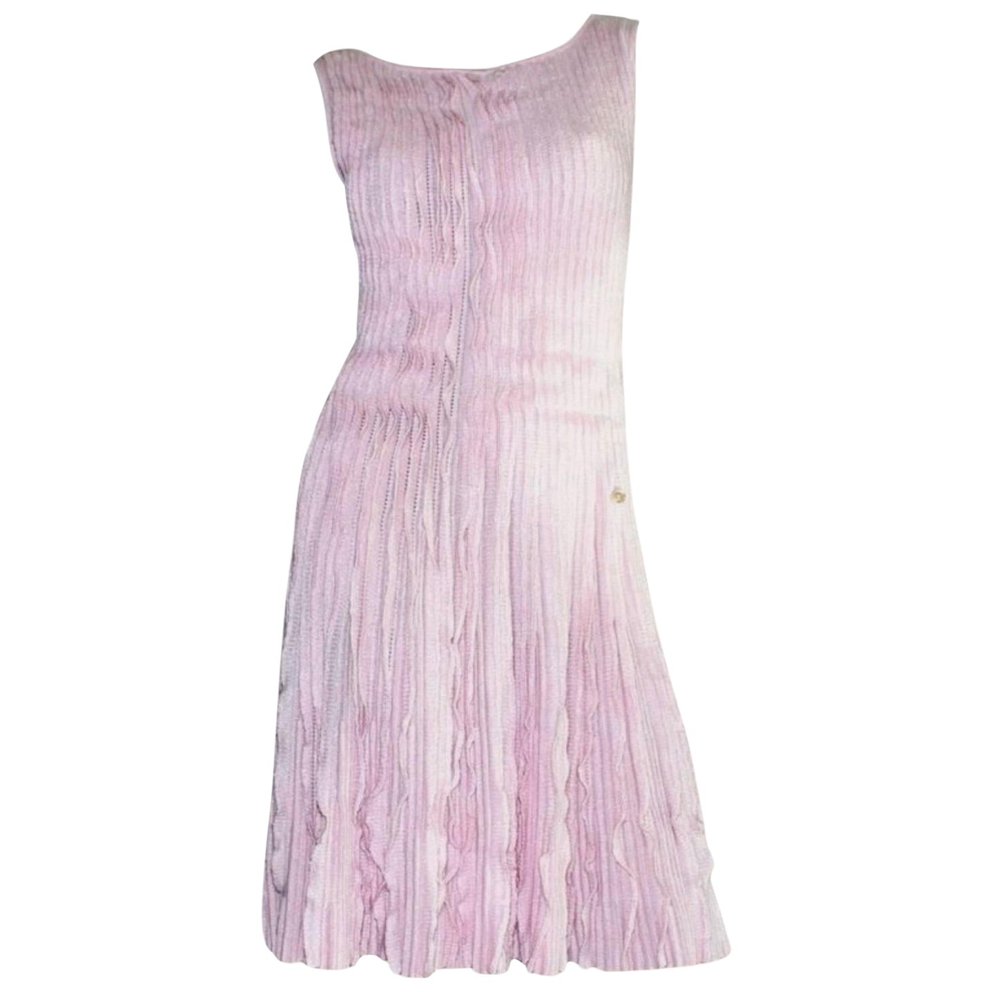 UNWORN Chanel Rosa gerafftes Strickkleid aus Kaschmirmischung 40