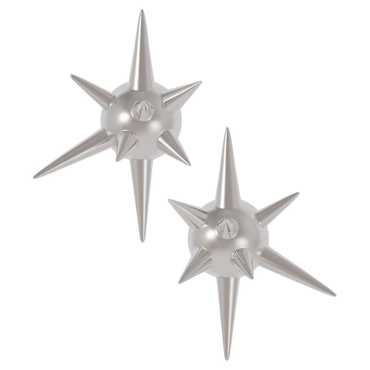 Naimah - Boucles d'oreilles Ball and Ball - Rhodium en vente