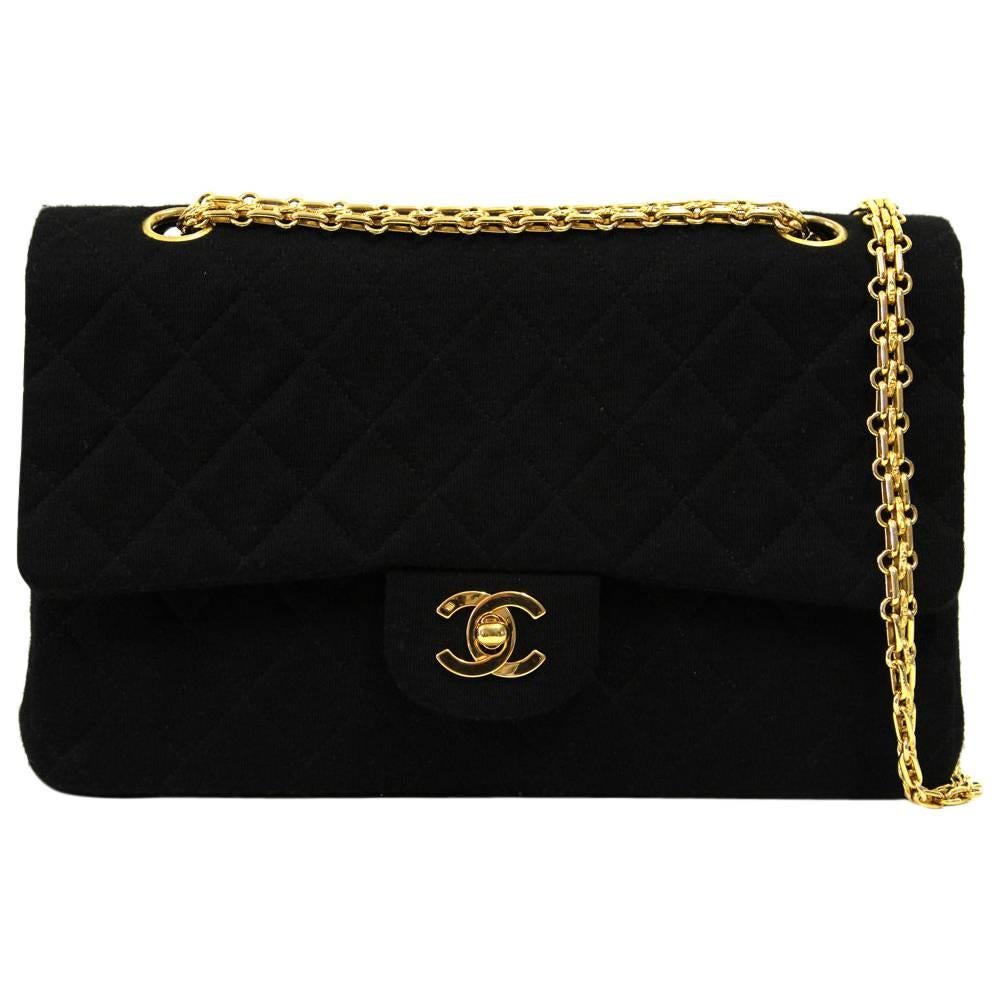 1990s Chanel Black Jersey 2.55 Bag