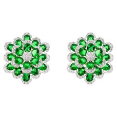 Orecchini con strass floreali in argento Sterling per la mamma, di colore verde vivo