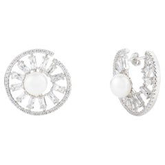 Orecchini con perle con zirconia cubica e ruota della fortuna in argento sterling per la mamma